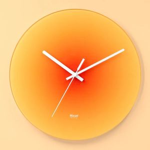 Sacesr Sunset Wall Clock Light Luxury Creative Fashion Silent Glass Clock for Living Room Q8H3K