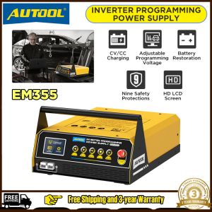 【2025 NEW】 AUTOOL EM355 Auto Reprogramming Tool Car Fast Charging Inverter Programming Power Supply & Charger Regulator Voltage Transformer