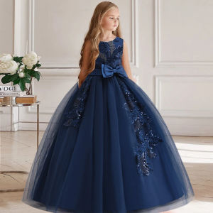 LaGirl Party Dress Bridesmaid Princess Flower For Wedding Elegant Kids Bow Long Gown Children Formal Gala Clothes 12 13 And Dresses