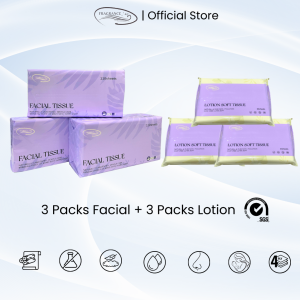 FGC Eco-Friendly Multipack Facial 110s x 3 Packs  & Lotion Tissues  30s x 3 Packs - 4Ply Fragrance-Free