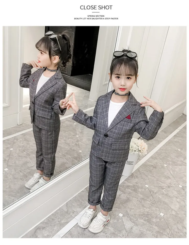 Girls Coat +Pants Kids Suits 2PCS/Set 2023 Purple Spring Autumn Cotton  Outfits Teenagers Uniforms Children Clothing - AliExpress