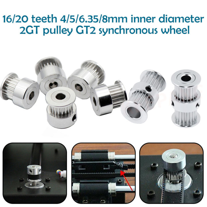 GT2 Timing Pulley 20 Tooth | Aluminum Synchronous Gear For 3D Printers | 5mm/8mm Bore, 10mm Belt Width