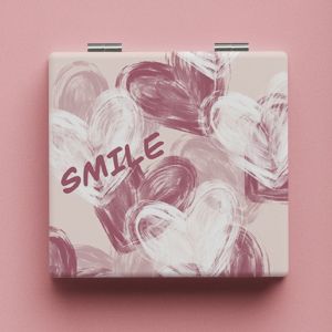 ERYRG ภาพวาดแอบสแตรกต์สีน้ำมันลวดลายสไตล์ กระจกแต่งหน้าพับได้ แบบสองด้าน กระจกเครื่องสำอาง กระจกขนาดเล็กน่ารัก กระจกลายหัวใจ มินิมินิ กระจกพกพาได้ ของขวัญสำหรับเด็กผู้หญิง