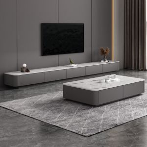 Slate Coffee Table TV Cabinet Combination Small Apartment Floor-standing TV Cabinet