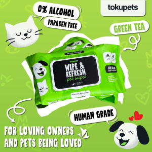 [Human Grade] Tokupets Pet Wipes 100pcs 15cm x 20cm - Extra Thick & Large  Antibacterial Wet Tissue for Cat Dog Animal