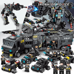 SWAT Transformer Building Blocks Children Toy Block Set Optimum Prime Ironhide Robocop Soundwave Shockwave Drift