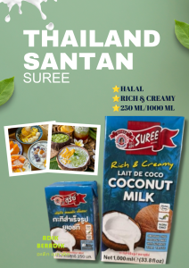 THAILAND SUREE COCONUT MILK 1000ML / 250ML – PREMIUM AUTHENTIC THAI COCONUT MILK RICH CREAMY AND PERFECT FOR COOKING BAKING DESSERTS BEVERAGES AND VARIOUS TRADITIONAL RECIPES