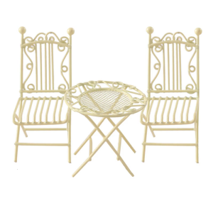 Collectible Miniature Iron Patio Set with Table And 2 Chair For 1/12 Dollhouses Furniture Garden Scene Arrangement Props