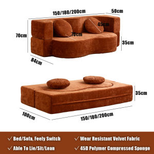 2in1 Folding Sofa Bed Compressed Lazy Sofa Convertible Sleeper Chair with Pillow Fold Out Couch Full Sponge Floor Mattress Futon Couch Lazy Sofa for Living Room/Dorm/Guest Room/Home Office