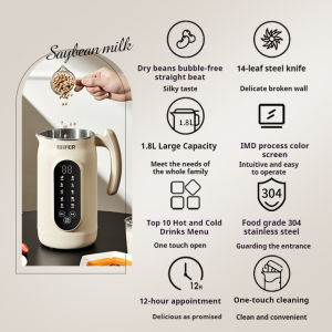 1800ML Wall Breaker Large Capacity 316 Stainless Steel Filter-free Food Processor with Low Noise Automatic Cleaning Soymilk Machine for Baby Food破壁机/豆浆机