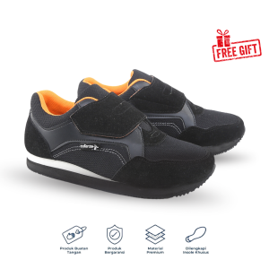 [FREE GIFT] Catenzo - CAT 044 Sepatu Sneakers Slip On Anak Laki-laki Hitam Slipon Casual