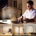 Desk Lamps for Home Office with Dual-Head LED Desk Lamp, USB Charging Port, Eye-Caring Architect Task Lamp, and 5-Level Dimming, Office Desk Accessories with Timing and 180 °   Adjustable (Black). 