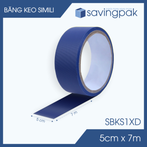 SBKS1XD - 3 cuộn băng keo Simili khổ 5cm x 7m - Xanh dương - Băng dính dán gáy sách đóng cuốn