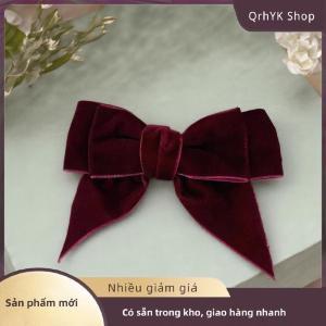 Hàng có sẵn✨ Retro nhung nơ kẹp tóc cho phụ nữ thời trang đa năng trở lại của đầu tóc Clip năm mới mũ nón Phụ kiện tóc