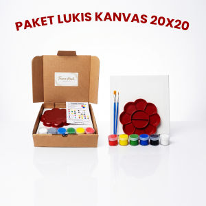 Canvas Painting Kit 20x20 20x30 cm Lengkap Paket Lukis Kanvas Anak dan Dewasa Set Alat Melukis Pemula Kado Hampers Suvenir Edukasi