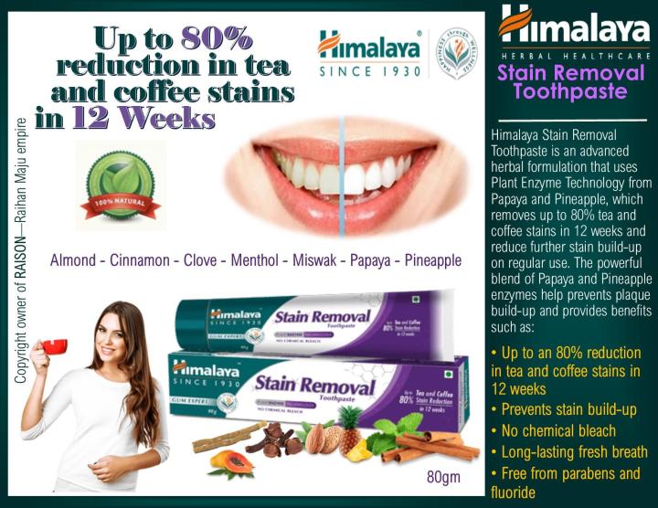 Himalaya Stain Removal Toothpaste Up to an 80 reduction in tea and