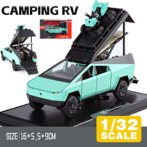 LEO 1:32 Tesla Cybertruck Pickup Touring RV Diecast Model Car Alloy Cars Toys Collection Gift For Kids Boy Girl