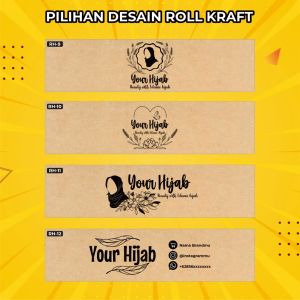 Roll Hijab Label Belt Packaging Hijab Kraft Paper Samson Souvenir Makanan Custom Ukuran 3 x 20 cm