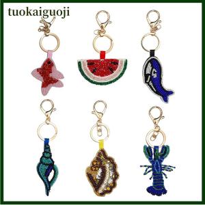 tuokaiguoji Đính cườm vá sequin thạch cua sao biển Seashell ốc xà cừ Keychain cho embellishing túi quyến rũ trang trí nội thất