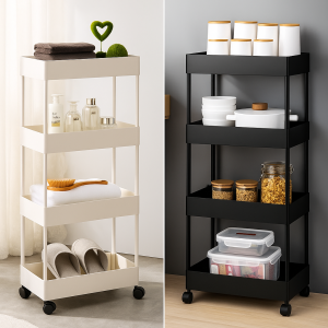 Rak Susun Serbaguna 4 Tingkat dengan Roda – Rak Troli Dapur / Kamar Mandi Kokoh & Tebal