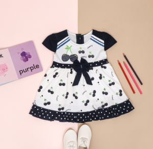 Dress Bayi Perempuan Corak Cherry untuk Anak 6-18 Bulan Free Celana Dalam Bayi Murah Terjangkau / Dress Baby Gaun Bayi Bahan Katun / Bisa COD Bayar di Tempat