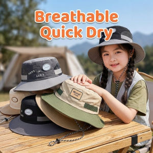 Kids Summer Sun Hat Fisherman Hat Breathable Quick Drying Polyester Travel Boys Girls 3-12 Years Old