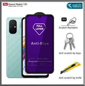Tempered Glass For REDMI 12C 12 4G NEW Anti 10D Blue Light Anti Gores Kaca Full Layar