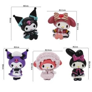 6 cái búp bê tượng kuromi giáng sinh 5 cái/bộ Mô hình búp bê chào mèo giai điệu cinnamoroll Figura đồ chơi trang trí quà tặng đồ chơi bé gái