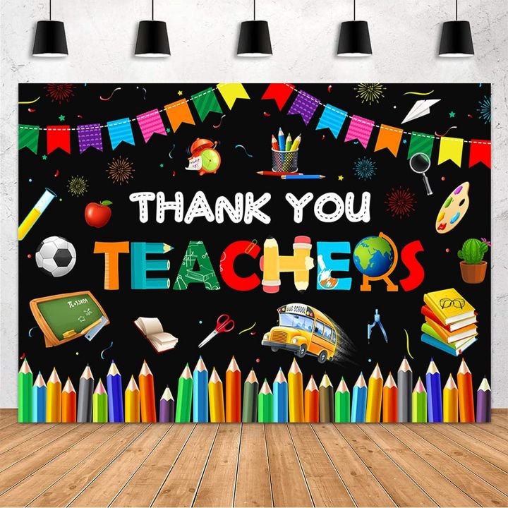 5x3ft Thank You Teachers Photography Backdrop Classroom Decoration Banner Happy Day Decorations Preschool Pencil Students Confetti Background Lazada Ph