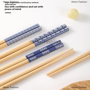 [COD] Home Fashion Reusable 5Pairs Tableware Handmade Bamboo Japanese Wood Chopsticks Sushi Food Cat Flower Multi Color Wooden Chop Sticks