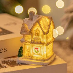 LED Glowing Xmas Small House Ornament Mini Desktop Decor Gifts For Kids Girls Home Office New Year Navidad Decor