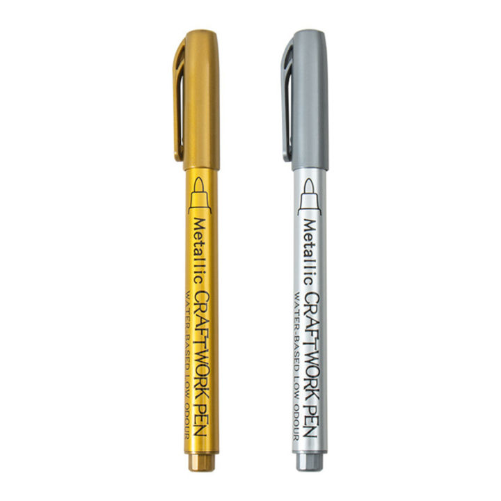 2pcs Metal Pens Waterproof Permanent Paint Marker Pens Gold