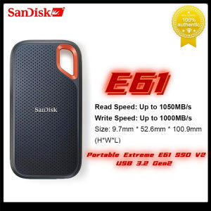 Sandisk สำหรับโน็คบุคตั้งโต๊ะดิสก์แบบแข็งแบบพกพาภายนอกความเร็วสูง SSD E61ขนาด1TB 2TB 4TB ฮาร์ดไดรฟ์เสริมของแท้