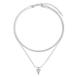 Elegant Double Layer Necklace Sweet Heart Pendant Necklace Clavicle Chain Adjustable Choker Fashion Wedding