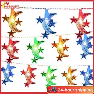 【HOSPORT】Battery Operated 20ft Ramadan String Lights Moon Mini Star Fairy Lights for Home Indoor Outdoor