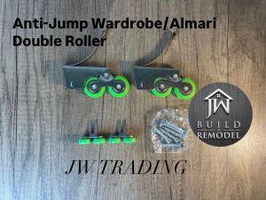 Anti-Jump Wardrobe/Almari Aluminium Sliding Door Heavy Duty Roller - Single /Double Roller DIY Home Improvement