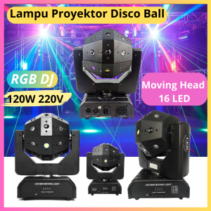 TERLARIS COD KIRIM GVT Lampu Proyektor Disco Ball Moving Head 16 LED DMX512 RGB 120W 220V/LAMPU sorot panggung tembak led dekorasi tahan air warna warni nikahan tahun baru/lampu panggung sensor musik roda gila rgb terbaru/lampu disko kelap kelip putar