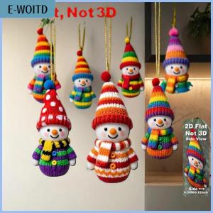 【E-WOITD】 2D Color Christmas Snowman Pendants Wood Cartoon Xmas Tree Hanging Ornament DIY Home New Year Party Atmosphere Decoration Supply