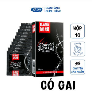 Bao cao su gai ELASUN Oversized seeds nhiều gân gai và gel bôi trơn hyaluronic acid hàng cao cấp hộp 10 bcs
