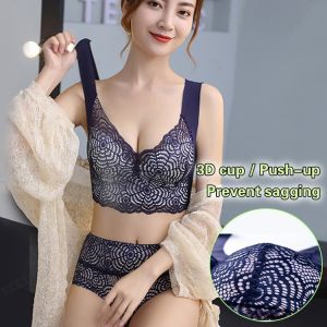 Women Underwear Ringless Sport Sleep Gathering Lace Bra Large Size Breathable Wireless Bra