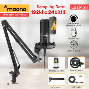 MAONO AU-PM461S USB Recording Microphone SetCondenser Podcast PC Mic for Online Teaching Meeting Livestreaming Gaming PC With Microphone Stand HolderBoom Arm Stand