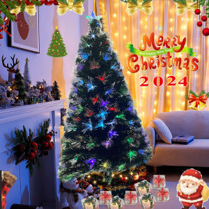 2023 New Year Lighting Shinning Christmas Tree artificial Green Pre-lit Mini Fiber Optic Tabletop Artificial Christmas Tree with fiber optic lighting & Star 120/150/180/210