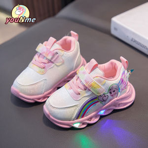 youNme Shoes With Lights For Kids Girls Fashion Shoes Korean Rubber Shoes Baby Girl 1 To 5 Years Old