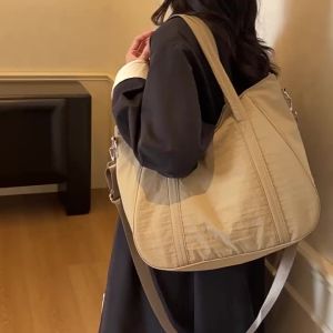 กระเป๋าผ้าใบแบบสบายๆ อเนกประสงค์ เรียบง่าย ความจุขนาดใหญ่ สำหรับการเดินทาง Ruiying กระเป๋าผ้าใบสะพายข้างเดียว ฤดูใบไม้ร่วง กระเป๋าถือสำหรับผู้หญิง