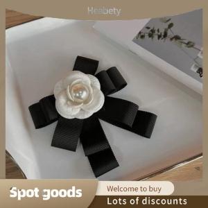 Heabety Fashion French Vintage Fabric Art Bow Tie Brooches Camellia Flower Corsage Pins Shirt Collar Accessories Fashion Jewelry Gifts For Women