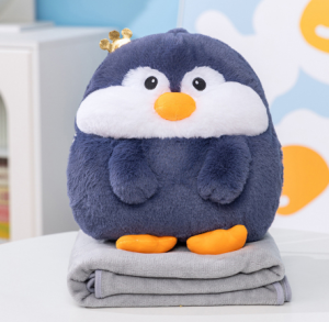 Chăn gối văn phòng đa năng 3 trong 1 gối ngủ trưa chăn gối ô tô cánh cụt chân dài chăn xám