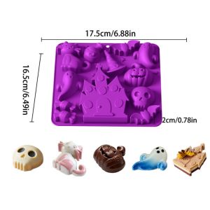WENKEN Chủ đề Halloween Khuôn bánh mousse Có thể tái sử dụng Silicone cấp thực phẩm Khuôn làm bánh ngọt sô cô la Chất lượng cao Linh hoạt Khuôn nướng bánh Tự làm bánh