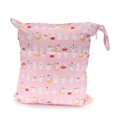 Baby Wet Bag (Jumbo 45cm x 40cm) Waterproof Reusable Two Zipper Bag Cloth Diaper Wet Dry Bag Nappy Wet Bag Diaper Organizer Multi-Purpose Bag