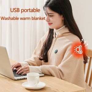 OWMXZL Wearable USB Electric Heated Blanket Portable 3 Heating Levels Heating Lap Blanket High Quality Washable Warm Shawl Winter