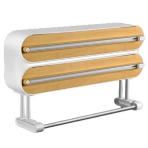 QUA ic Wrap Dispenser Wall Mount 3in1 Baking Paper Cutter Plastic Self adhesive Cling Film Dispenser Cutter Kitchen Tool